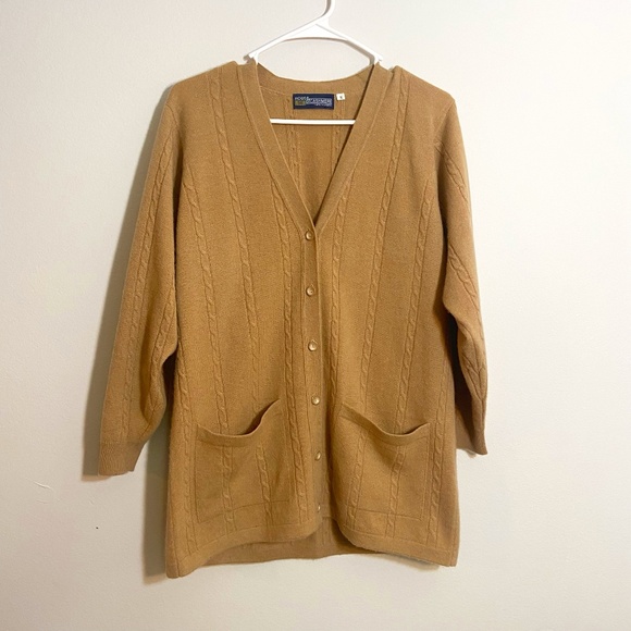 House of Cashmere Cardigans bundle of 2 tan and one gray cardigan 100& chasmere - Picture 1 of 13